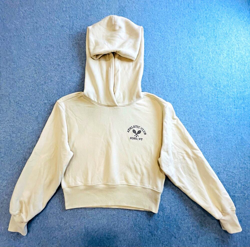 Abercrombie & Fitch Soft A&F Collection Beige Pullover Hoodie Embroidered XS